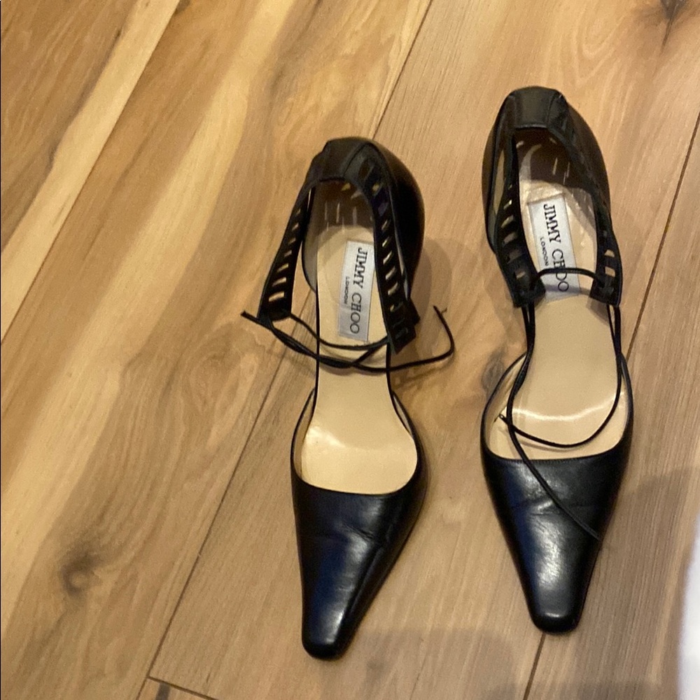 Jimmy Choo Black Stiletto Heels with Braided Detail
